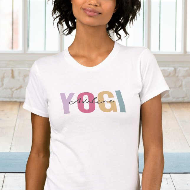 Boho Pastel Colour Yogi With Name  T-Shirt (Creator Uploaded)