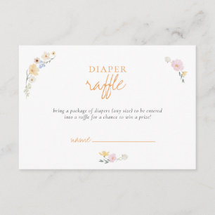 Boho Pastel Diaper Raffle Calligraphy Baby Shower Enclosure Card