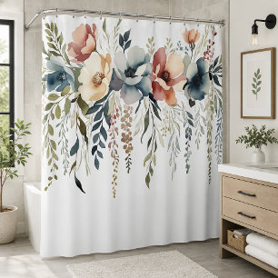 Boho Pastel Floral Cascade Shower Curtain