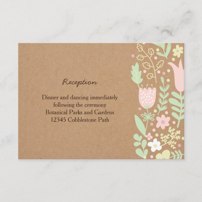 Boho Pastel Floral Wreath Rustic Wedding Enclosure Card (Front)