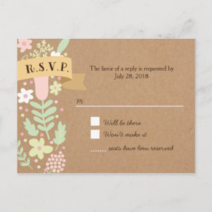 Boho Pastel Floral Wreath Rustic Wedding Invitation Postcard