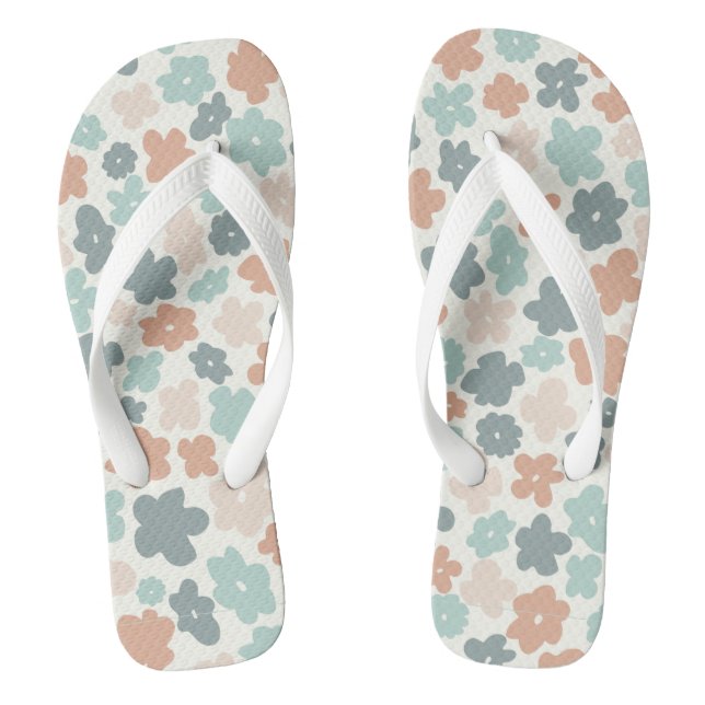 Boho pastel flowers cutout flip flops (Footbed)