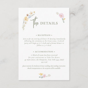 Boho Pastel flowers Elegant Calligraphy Wedding  E Enclosure Card