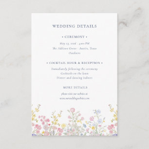 Boho Pastel flowers Elegant Calligraphy Wedding Enclosure Card