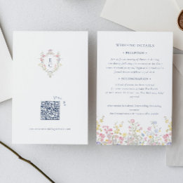Boho Pastel flowers Elegant Calligraphy Wedding Enclosure Card