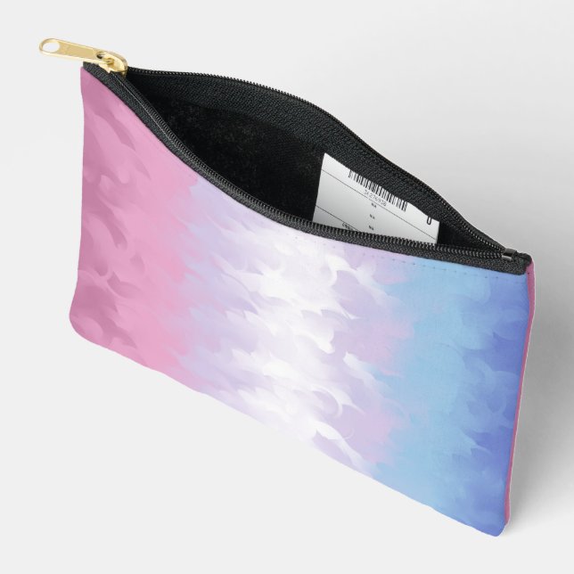 Boho Pastel Fluffy Abstract Bigender Pride Flag Accessory Pouch (Open)