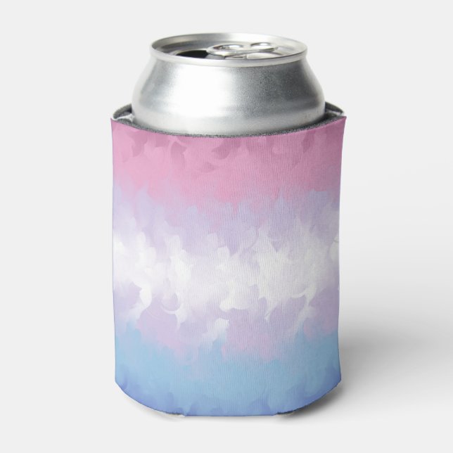 Boho Pastel Fluffy Abstract Bigender Pride Flag Can Cooler (Can Front)