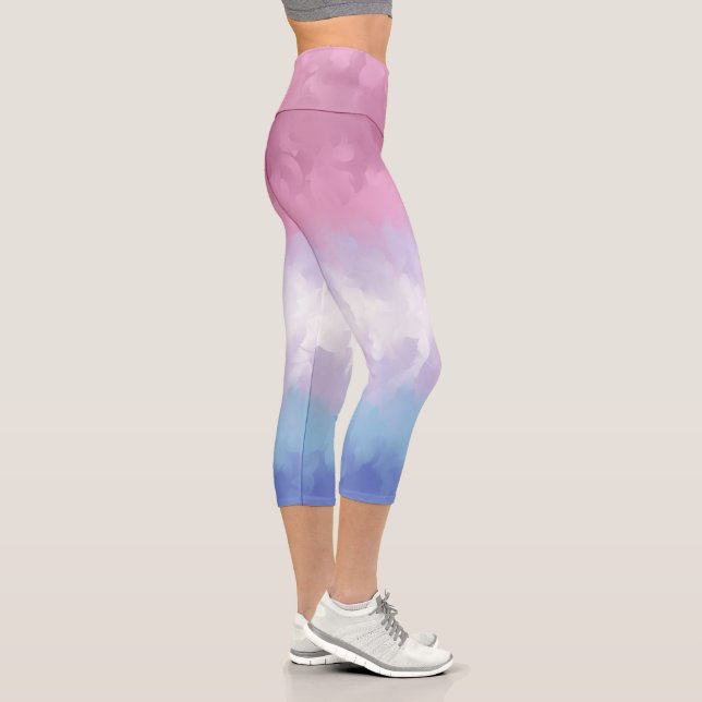 Boho Pastel Fluffy Abstract Bigender Pride Flag Capri Leggings (Right)
