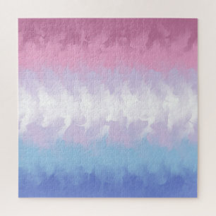 Boho Pastel Fluffy Abstract Bigender Pride Flag Jigsaw Puzzle