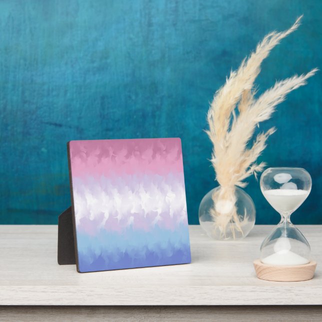 Boho Pastel Fluffy Abstract Bigender Pride Flag Plaque (Insitu)