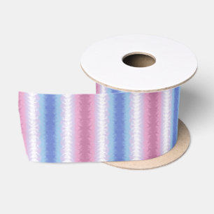 Boho Pastel Fluffy Abstract Bigender Pride Flag Satin Ribbon