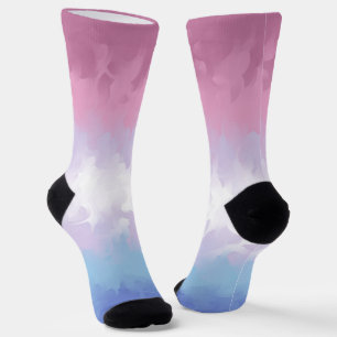 Boho Pastel Fluffy Abstract Bigender Pride Flag Socks