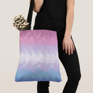 Boho Pastel Fluffy Abstract Bigender Pride Flag Tote Bag