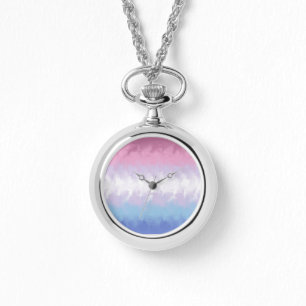 Boho Pastel Fluffy Abstract Bigender Pride Flag Watch
