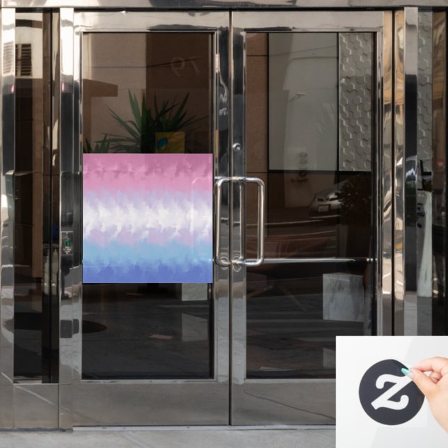 Boho Pastel Fluffy Abstract Bigender Pride Flag Window Cling (Office Door)