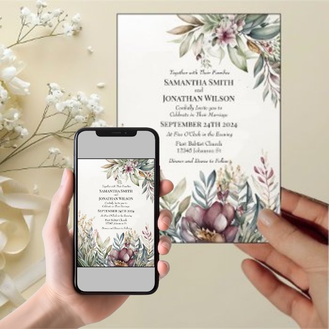BOHO Pastel Garden Colours Wedding Invitation (Creator Uploaded)