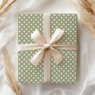 Boho Pastel Girly Modern Green Geometric Wrapping Paper