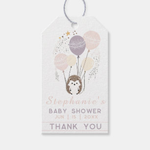 Boho Pastel Hedgehog and Balloons Thank You Gift Tags