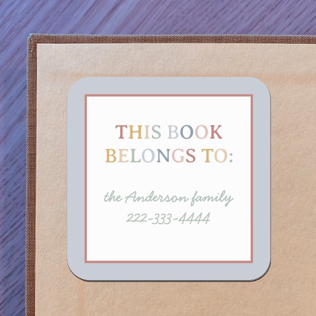 Boho Pastel Homeschool Book Plates Square Sticker (Creator Uploaded)