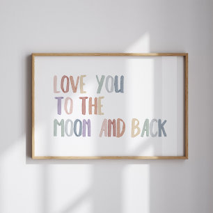 Boho pastel love you to the moon and back print