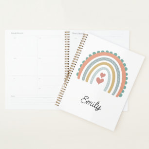 Boho Pastel Modern Elegant Rainbow Personalise  Planner