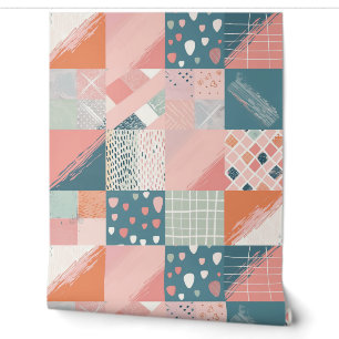Boho Pastel Patchwork Seamless Pattern Wallpaper