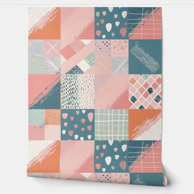 Boho Pastel Patchwork Seamless Pattern Wallpaper (Unrolling)