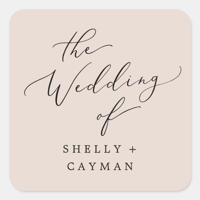 Boho Pastel Peach Wedding Envelope Seals (Front)