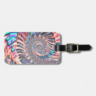 Boho Pastel Pink and Blue Spiral Abstract Fractal Luggage Tag