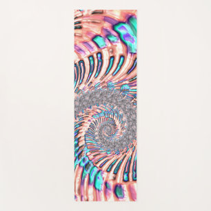 Boho Pastel Pink and Blue Spiral Abstract Fractal Yoga Mat