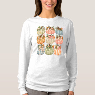 Boho Pastel Pumpkin Floral Cottagecore Autumn T-Shirt
