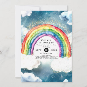 Boho Pastel Rainbow Birthday  Invitation