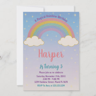 Boho Pastel Rainbow Birthday Invitation
