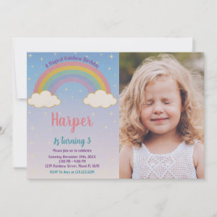 Boho Pastel Rainbow Birthday Invitation