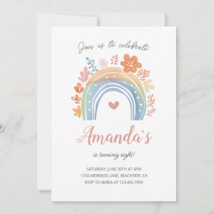 Boho Pastel Rainbow Girl's Birthday Party Invitation