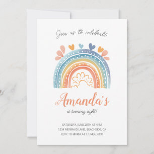 Boho Pastel Rainbow Girl's Birthday Party Invitation