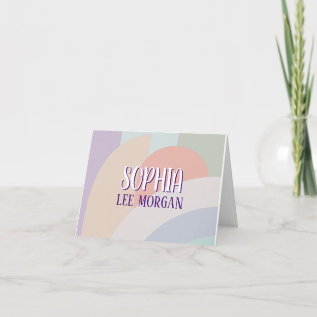 Boho Pastel Rainbow Note Card (Front)