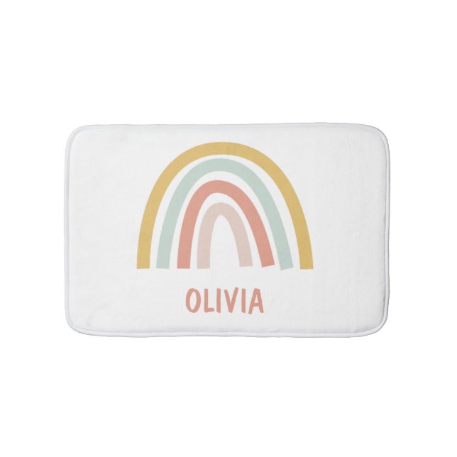 Boho Pastel Rainbow Personalised Bath Mat (Front)