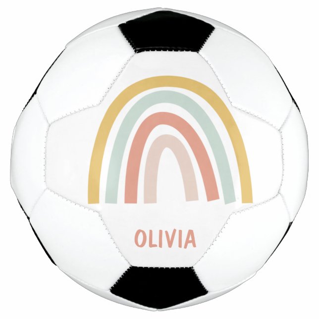 Boho Pastel Rainbow Personalised Football (Front)