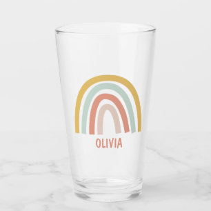 Boho Pastel Rainbow Personalised Glass