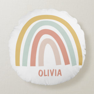 Boho Pastel Rainbow Personalised Round Cushion