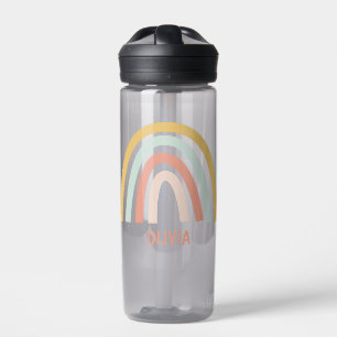 Boho Pastel Rainbow Personalised Water Bottle