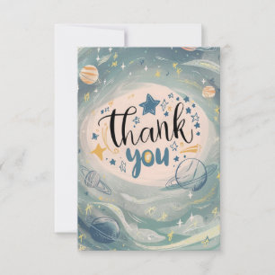 Boho Pastel Stars Celestial Thank You Card