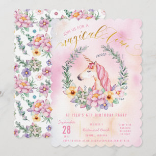 Boho Pastel Unicorn Birthday Party Invitation