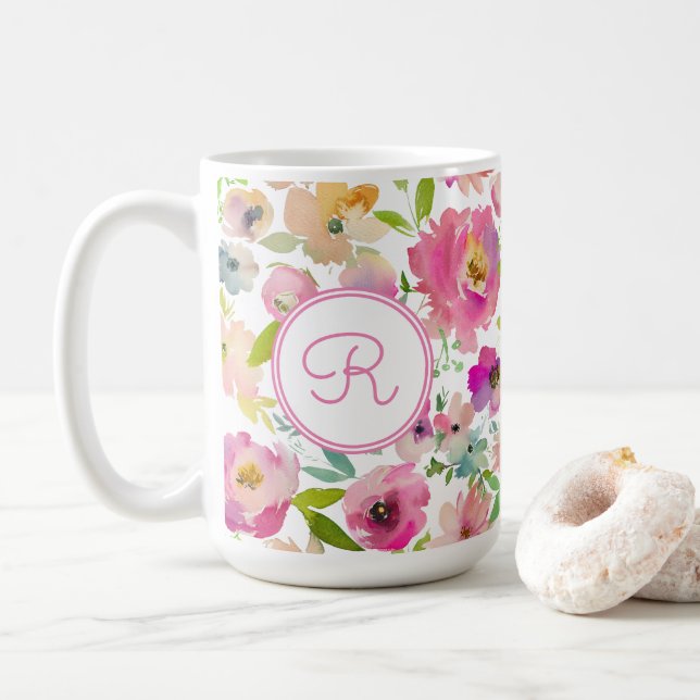 Boho Pastel Watercolor Coffee Mug (With Donut)