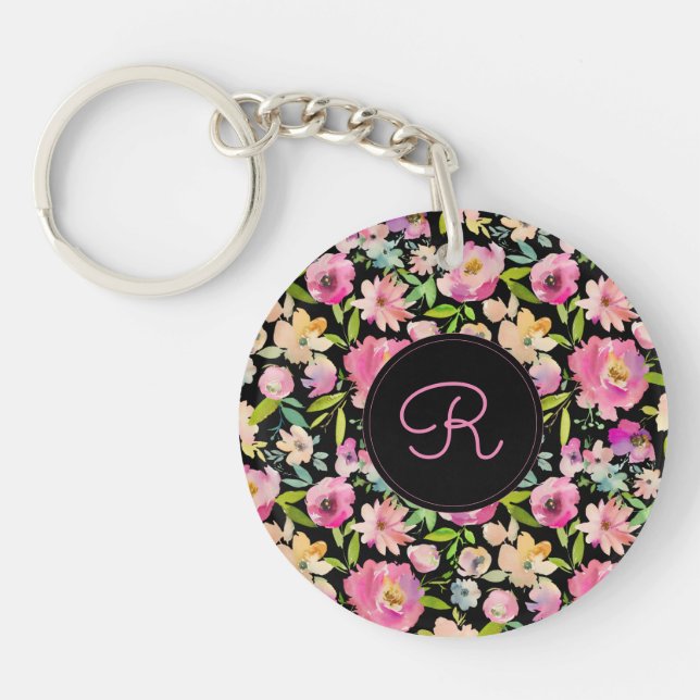 Boho Pastel Watercolor Key Ring (Front)