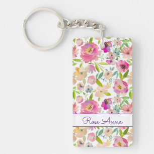Boho Pastel Watercolor Key Ring