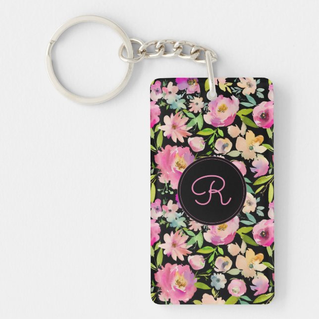 Boho Pastel Watercolor Key Ring (Front)