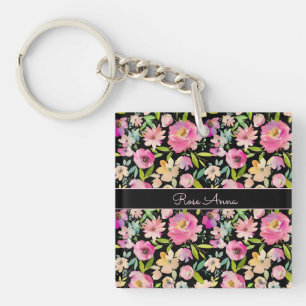 Boho Pastel Watercolor Key Ring
