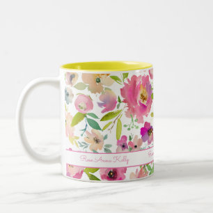 Boho Pastel Watercolor Two-Tone Coffee Mug